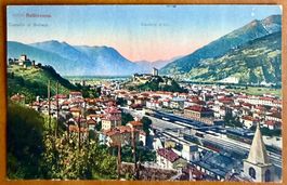 Bellinzona - Vue de La Gare & Castello di Schwyz - AK