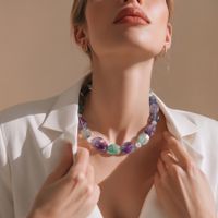 Amethyst, Calcite & Bergkristall Halskette Silber