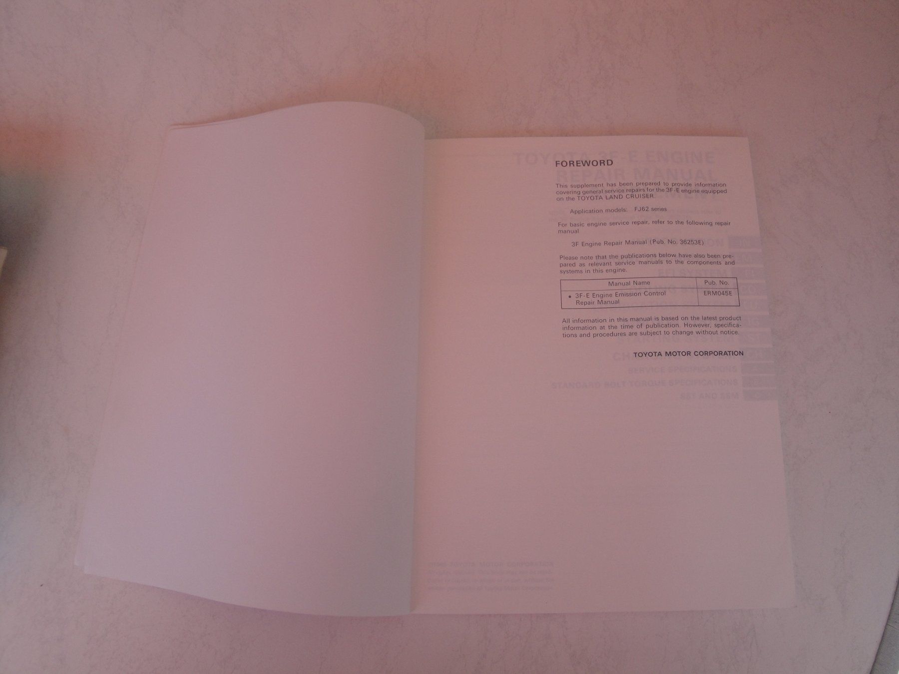 Libri: Toyota 3F-E Engine Repair Manual Supplement – Usato da Zollikerberg venduto da Kui 1