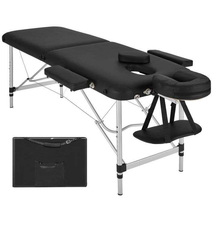 QUIRUMED Easy Force Klapp-Massageliege – Aluminium, Bis 210 Kg, Blau, Mit Transportrucksack