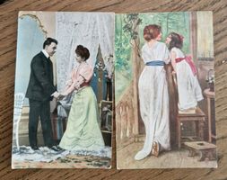 Zwei AK an Frl. Tännler, Lehrerin in Schüpfen 1908/15