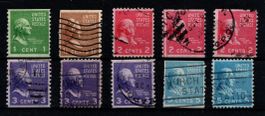 10 timbres USA - 1938 - Obl.