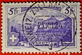 Timbre Suisse 5fr, 1914, Lac des Quatre-Cantons