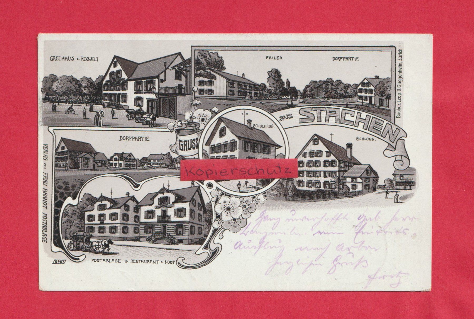 Cartoline postali: Gruss aus Stachen 6-Bild SW-Litho – Usato da Zürich venduto da Gill46