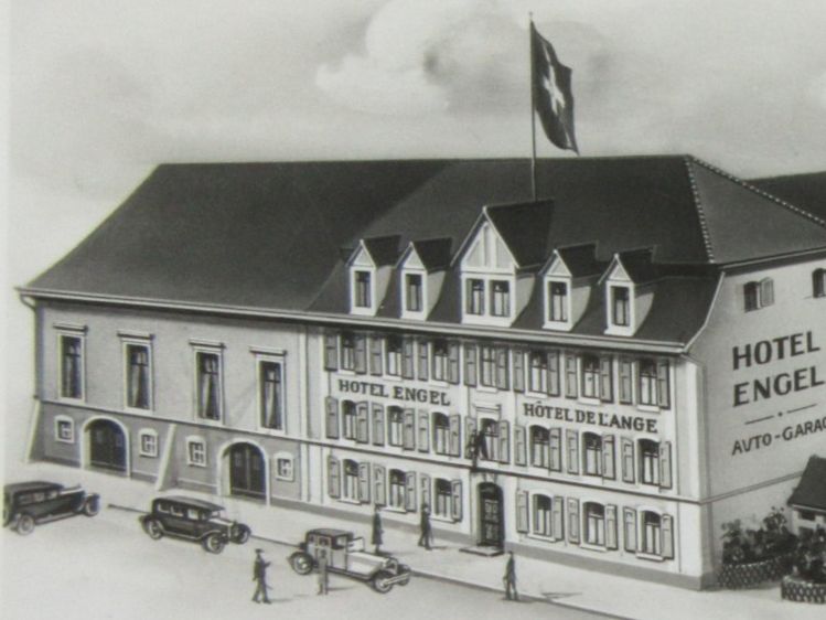Cartoline postali: LIESTAL BL AK HOTEL ENGEL 1942 MARKER – Usato da Ettingen venduto da Hausi4711 1