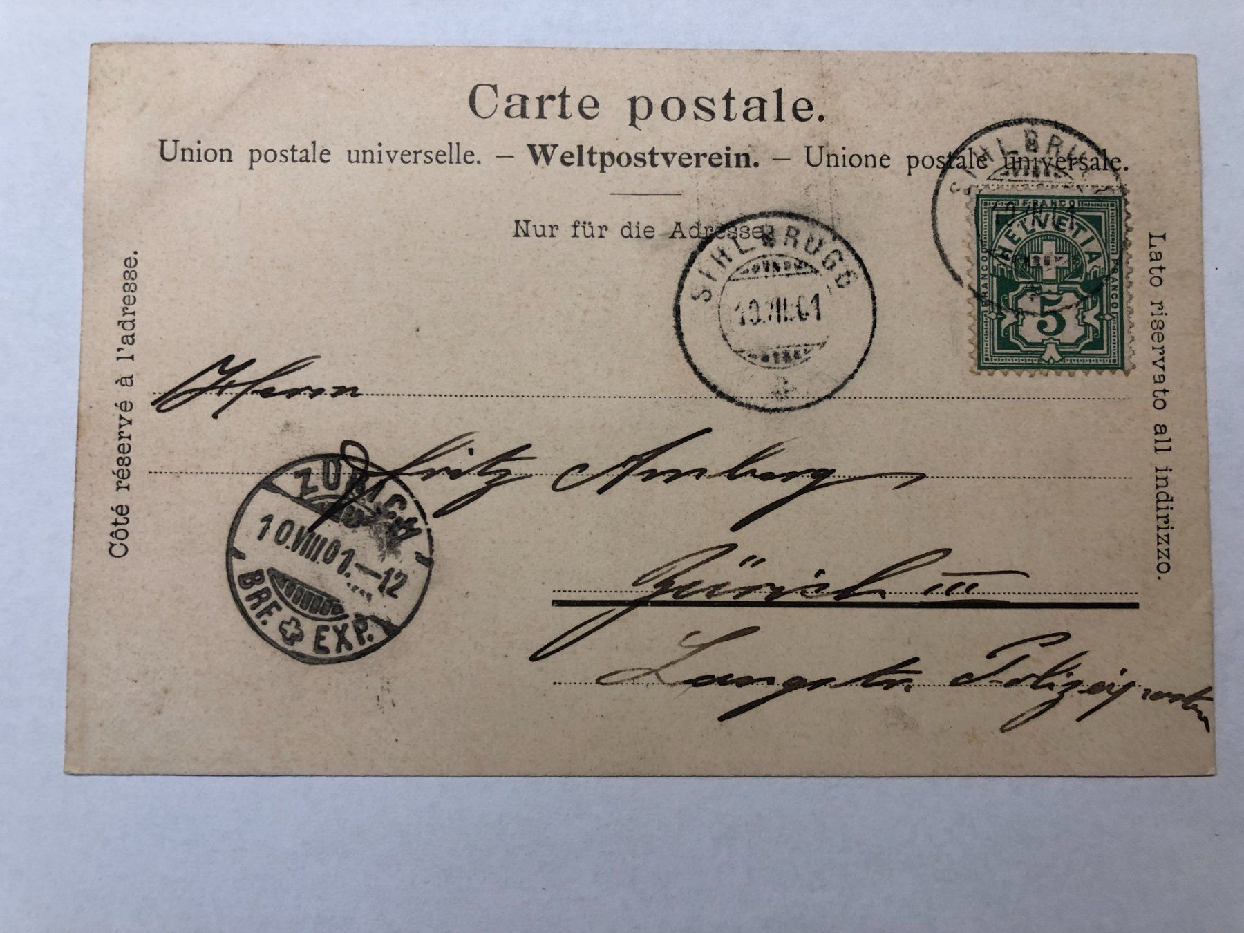 Cartoline postali: Alte Ansichtskarte Sihlbrugg-Krone 1901 – Usato da Pfäffikon ZH venduto da Waltoversand 1