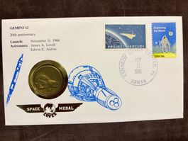 U.S.A. SPACE MEDAL BRIEF 11.11.1986 - GEMINI 12 2Oth Anniv.
