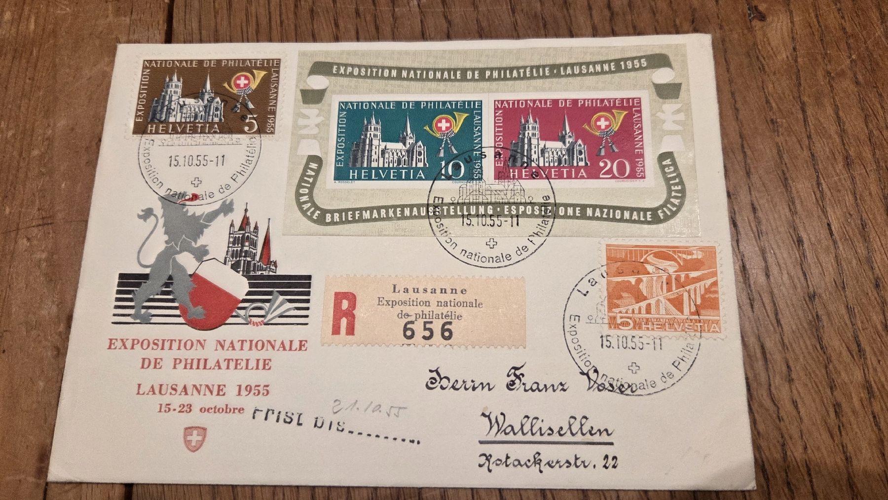 Tutti i francobolli: 1955 Lausanne Block auf Brief – Usato da Arni AG venduto da Moth68