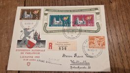 1955 Lausanne Block auf Brief