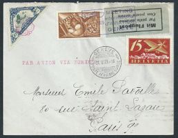 Flugpost Schweiz 1925 Genf Paris Luftpost