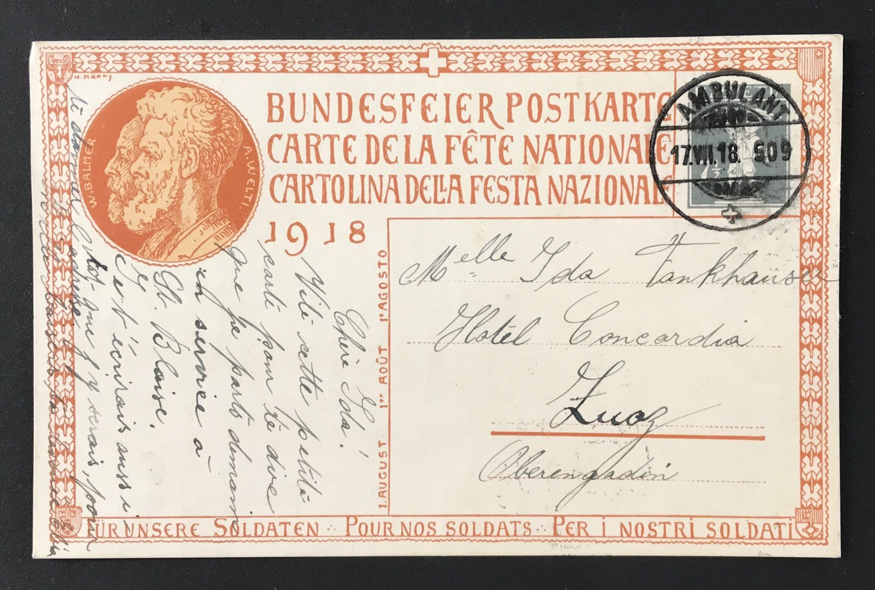Cartoline postali: ANTIKE AK BUNDESFEIER 1918 – Usato da Ostermundigen venduto da wini63 1