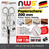 NWS Papierschere 200 mm Made in Germany Neu