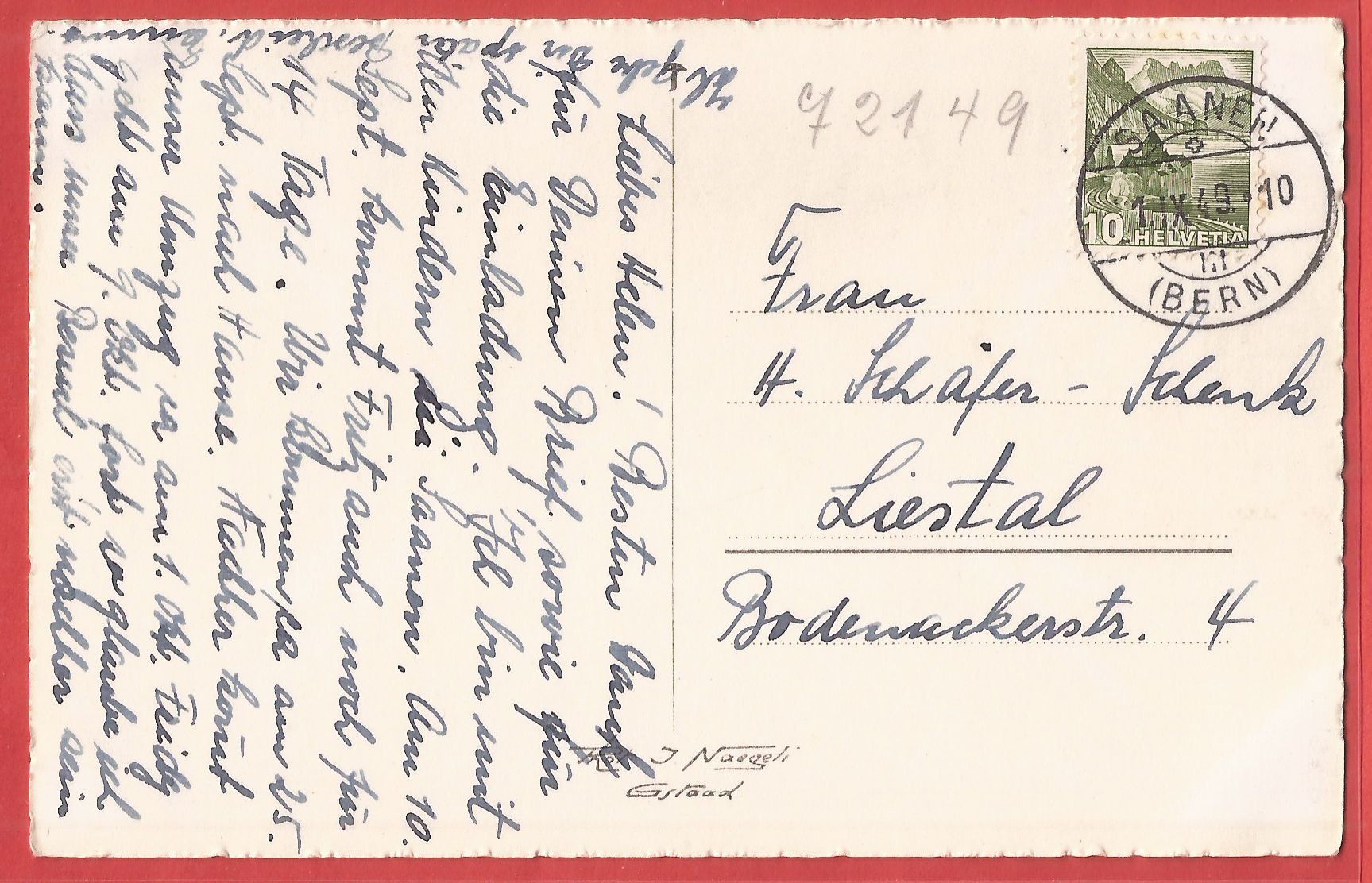 Ansichtskarten: Saanen - 1949 – Gebraucht aus Fislisbach von Porano 1