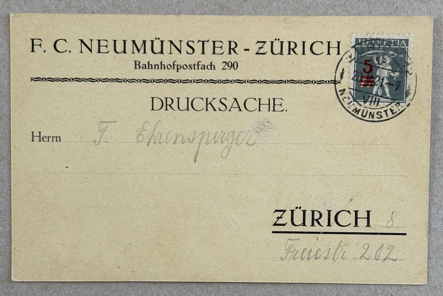 Tutti i francobolli: F.C. NEUMÜNSTER ZÜRICH 1921 – Usato da Ostermundigen venduto da Heavenmaus75