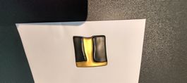 Rosenthal Porzellan Brosche Schwarz Gold Designer Schmuck