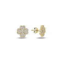 Ohrstecker Kleeblatt Zirkonia gold 925 Silber Klassiker 8mm