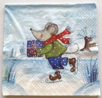 Serviette Winter Schlittschuhlaufen Maus Weihnacht