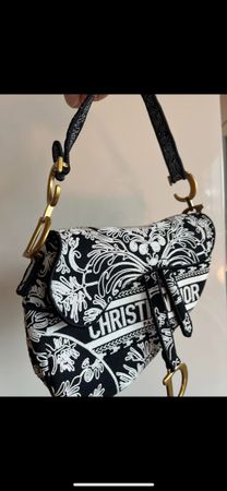 Dior Saddle Tasche Jacquard Damen Handtasche schwarz neu