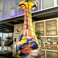 MURANO BUNTE VINTAGE VASE AUS 70-ER, H-31 CM, TOP