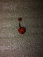 BAUCHNABEL PIERCING,,,MIT ROT KRISTALL,,GLANZIG