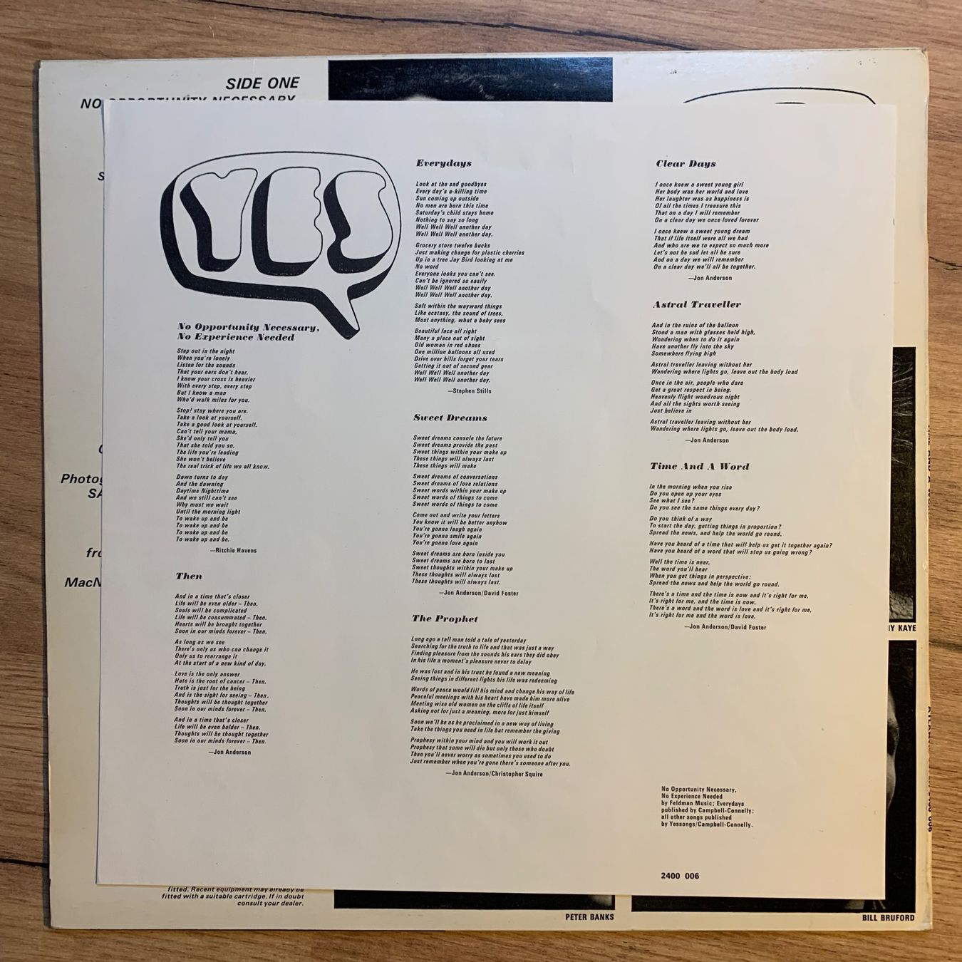 Dischi in vinile: YES - TIME AND A WORD...OG UK 1970...EX/VG+ – Usato da Gals venduto da Diskopatshop 2