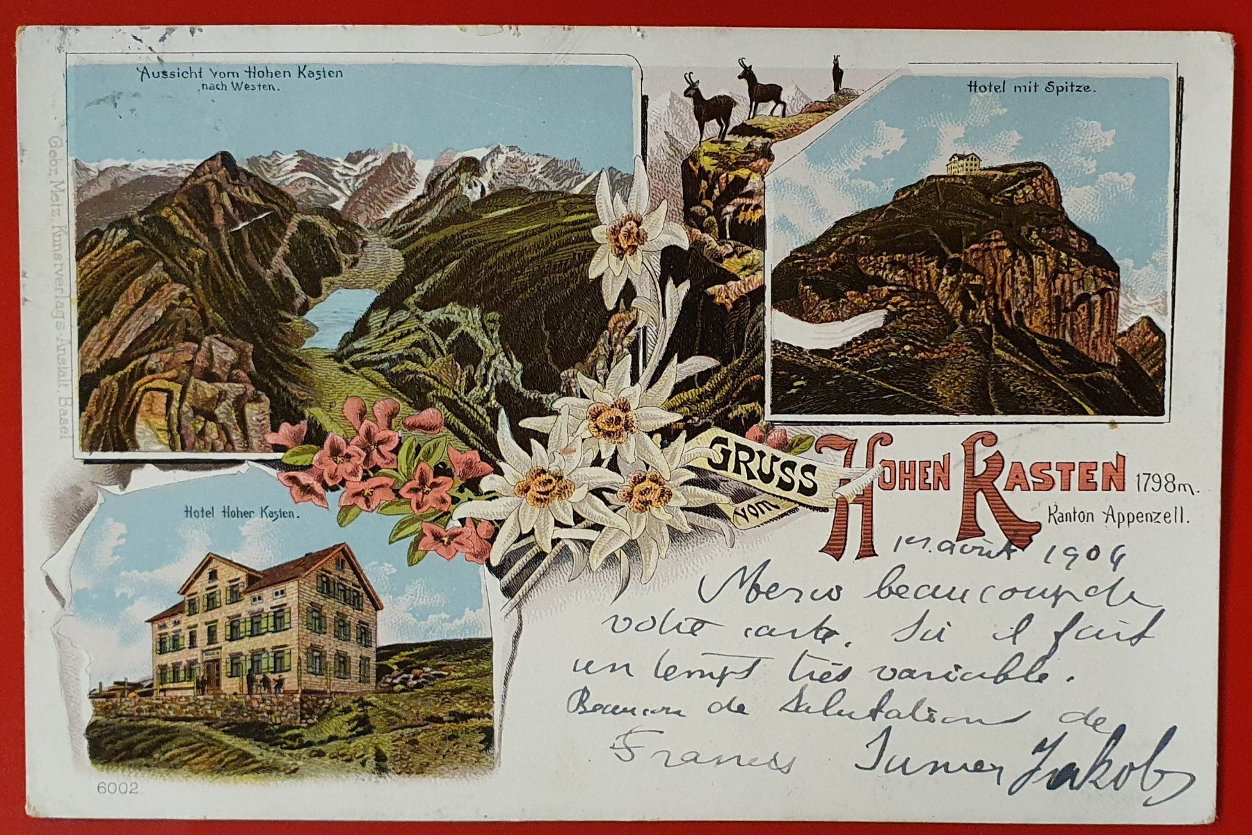 Cartoline postali: Gruss vom Hohen Kasten 1904 – Usato da Kreuzlingen venduto da Rschweiz1