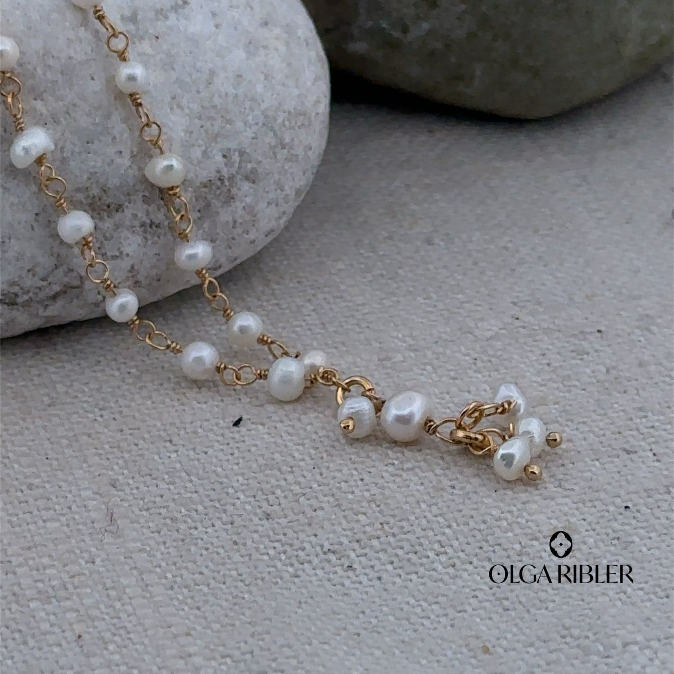 Olga Ribler Catenine: Perlen Kette 925 Silber gelbvergoldet – Nuovo (secondo la descrizione) da Luzern venduto da Schmuckoutlet 1