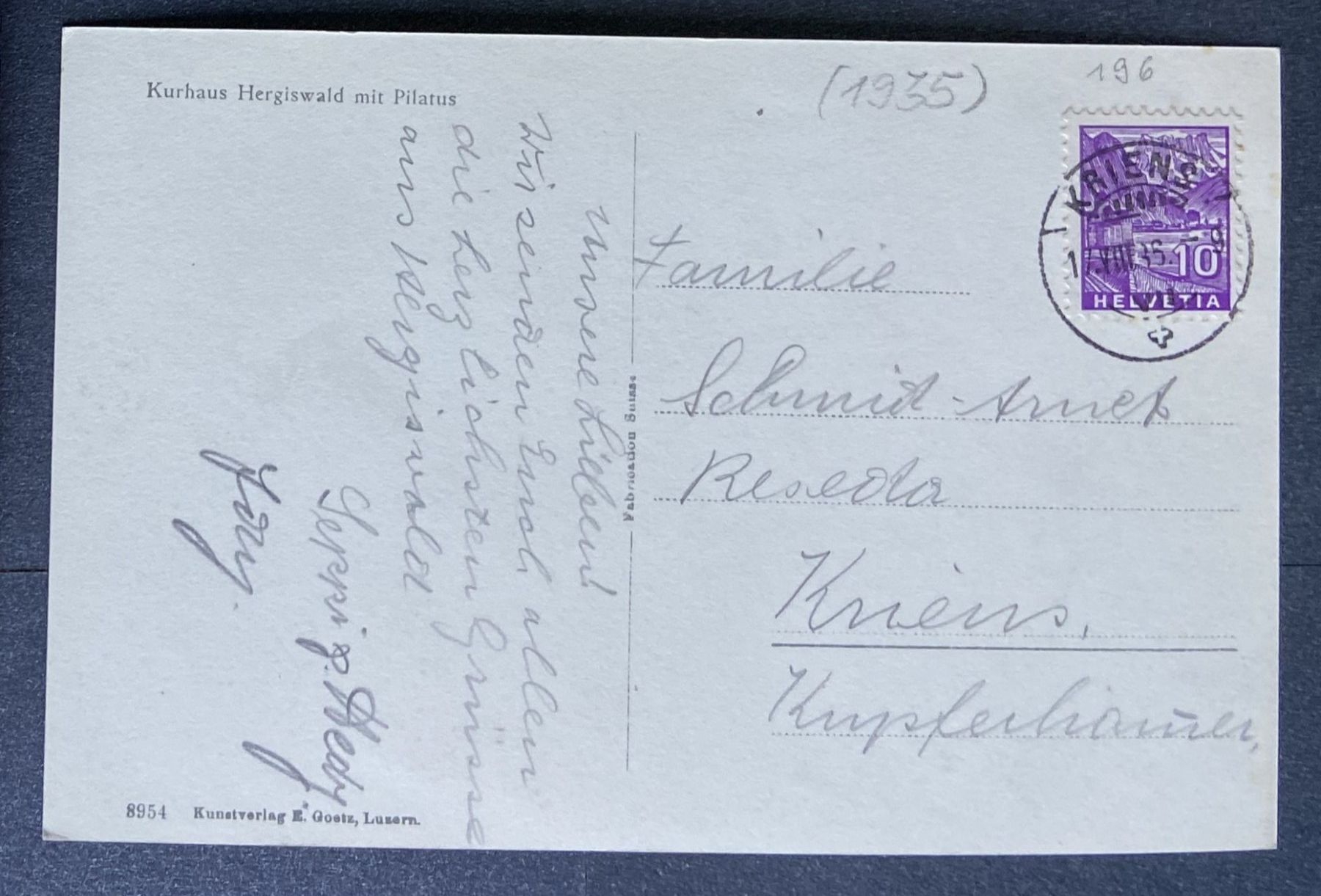 Cartoline postali: AK Kurhaus Hergiswald mit Pilatus – Usato da Böckten venduto da Hansi36 1