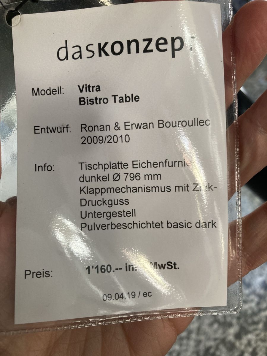 Vitra Tavoli: Vitra Bistro Table, Ronan & Erwan Bouroullec, Eiche dunkel – Usato da Zürich venduto da einefreude 7