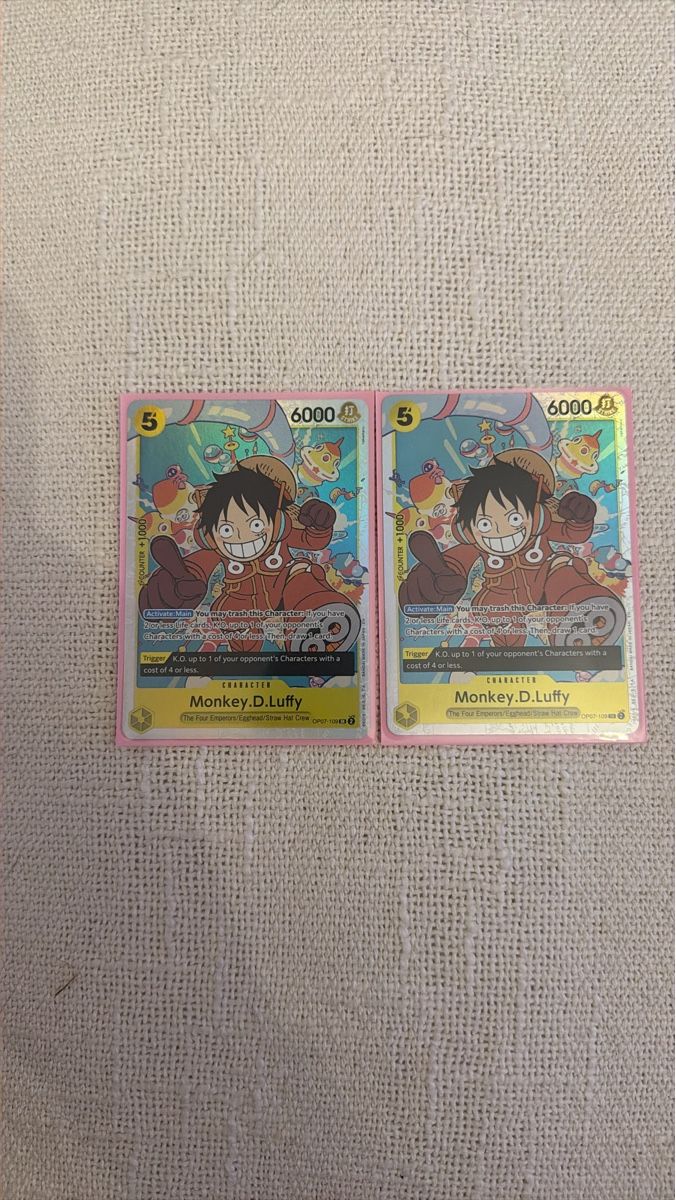 Bandai Sammelbilder & Trading cards: 2x One Piece Karten Monkey D. Luffy op07-109 – Neu und originalverpackt aus Bern von Davidraemy