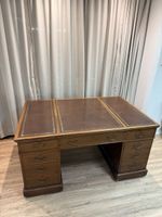 Antiker Partner Desk Edwardian-Stil mit Lederbezug