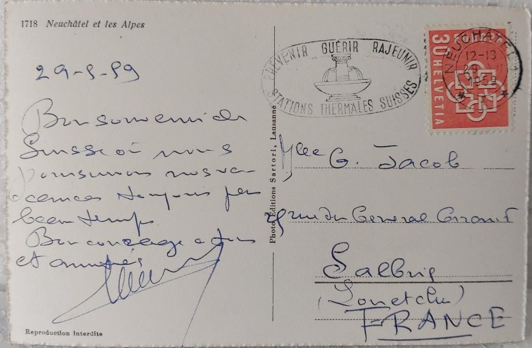 Cartoline postali: NEUCHÂTEL  &  les Alpes  -  1959 – Usato da Delémont venduto da Domdom1 1