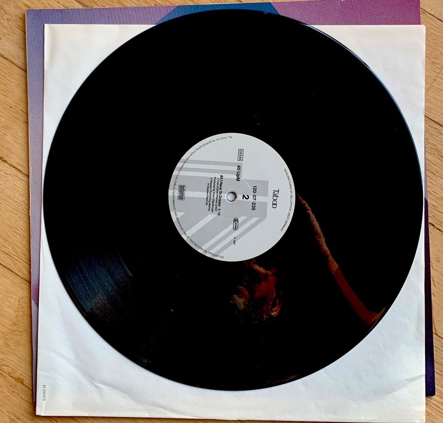 Dischi in vinile: Taboo Prego 12"Maxi – Usato da Zürich venduto da Fieber 3