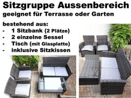 Sitzgruppe Garten Rattan mit Tisch gebraucht