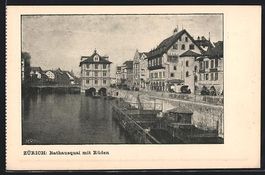 AK Zürich, Rathausquai mit Rüden