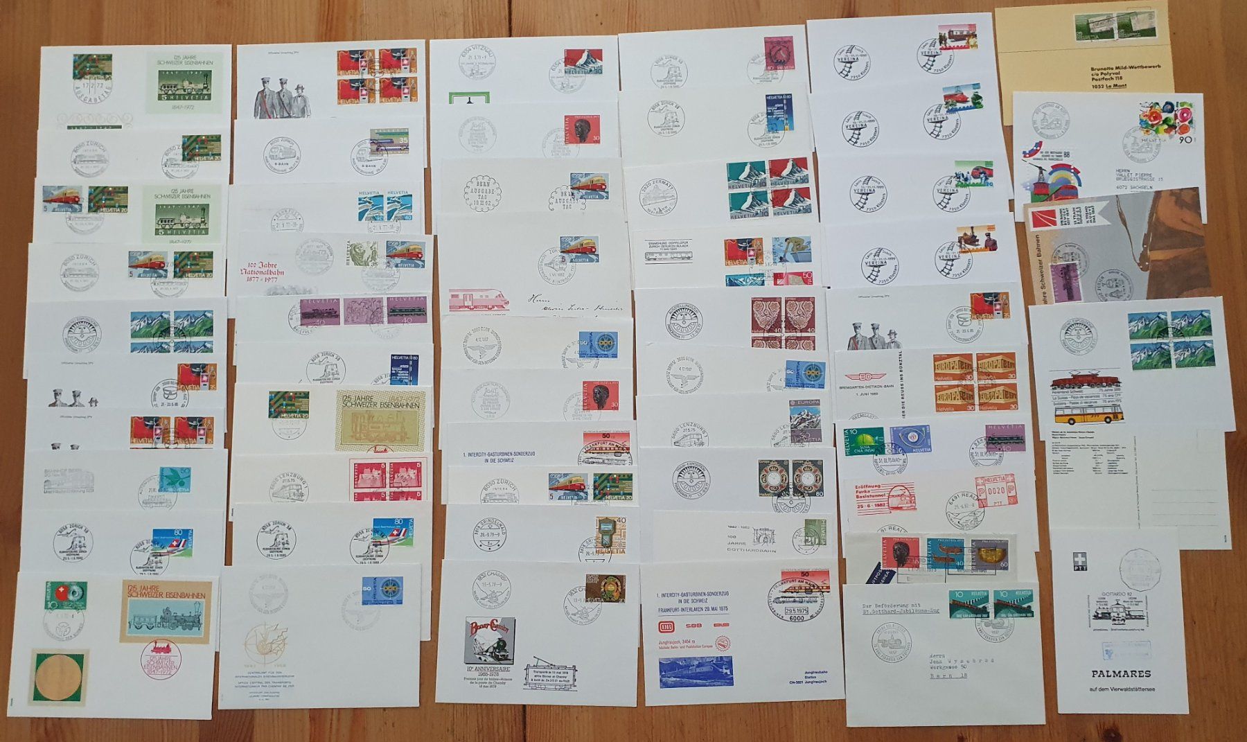Alle Briefmarken: Schweiz: 150 Briefe mit Bahn Stempel oder Couvert Bahn – Gebraucht aus Dällikon von Minita 2