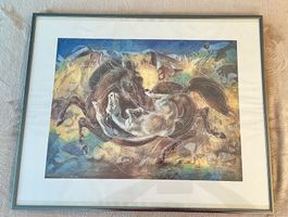 Hans Erni, Kunstdruck gerahmt, „Zwei Pferde“