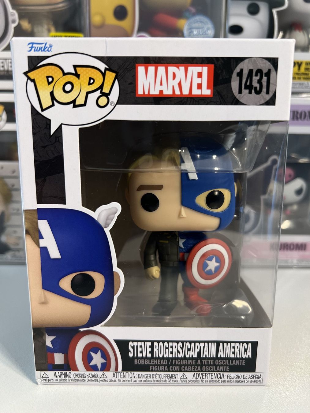 Funko Statuette: Funko POP! Marvel Split Steve Rogers / Captain America – Nuovo e nell'imballaggio originale da Le Mouret venduto da perfectbijou