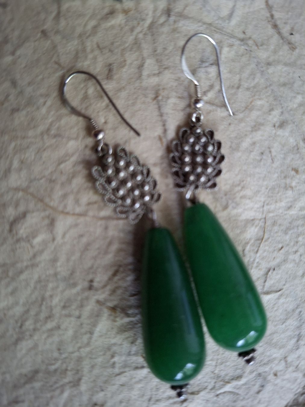 Orecchini pendenti & Orecchini a lobo: Antike Jugendstil Ohrhänger Silber Jade – Usato da Barzheim venduto da spitz01 6