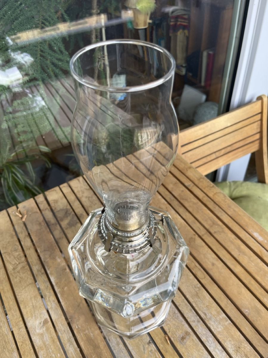 Lampade: grosse Petrol Lampe mit Glassfuss – Usato da Wila venduto da Andrea-8492 2