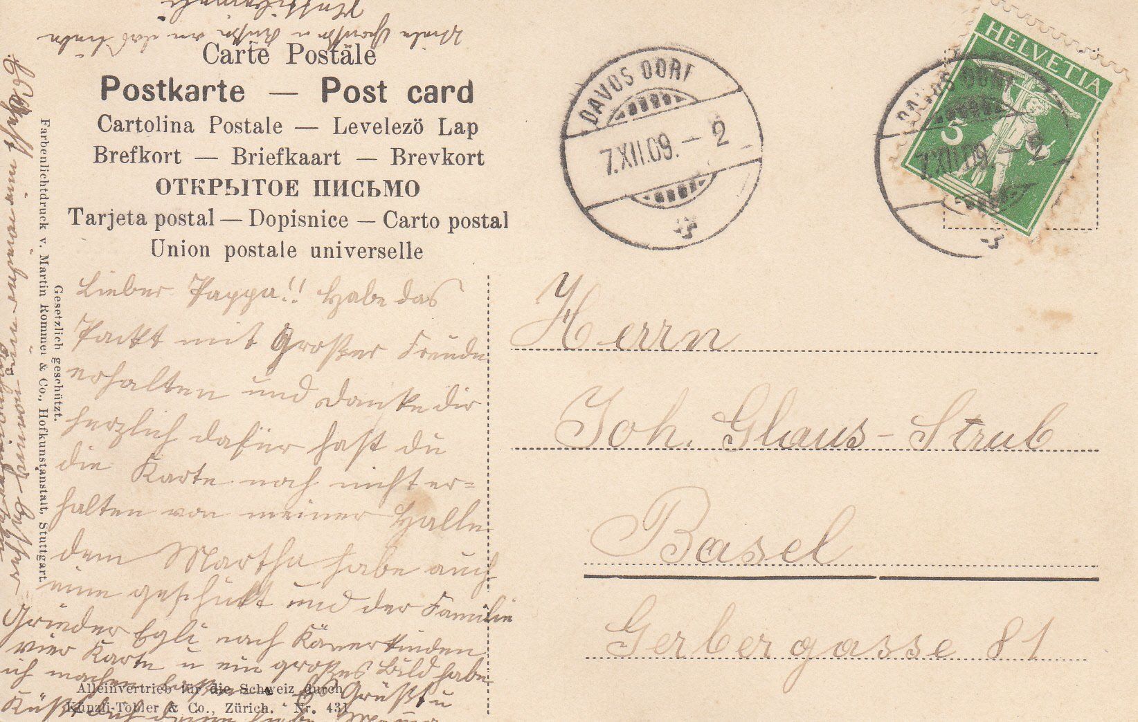 Ansichtskarten: Davoser See 1909 – Gebraucht aus Bürglen TG von StampGraf 1