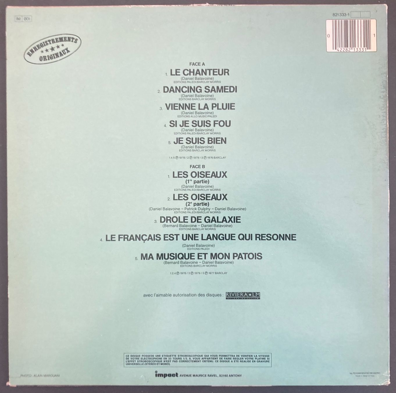 Schallplatten: DANIEL BALAVOINE - BALAVOINE VOLUME 2 – Gebraucht aus Poliez-Pittet von Newtown-Records 1