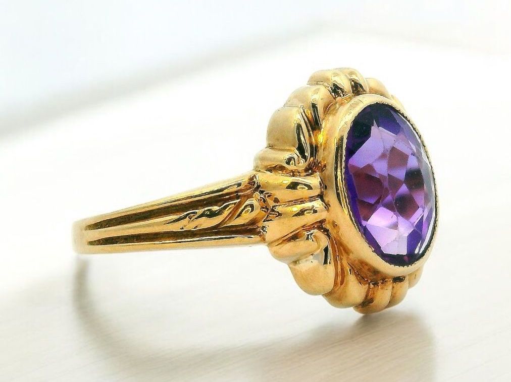 Anelli: Antik Amethyst Gold Ring, Grösse 54 – Usato da Embrach venduto da estzeh1 2
