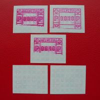 5 seltene Automatenmarken. Mit Abarten, teilw. Fehldruck.
