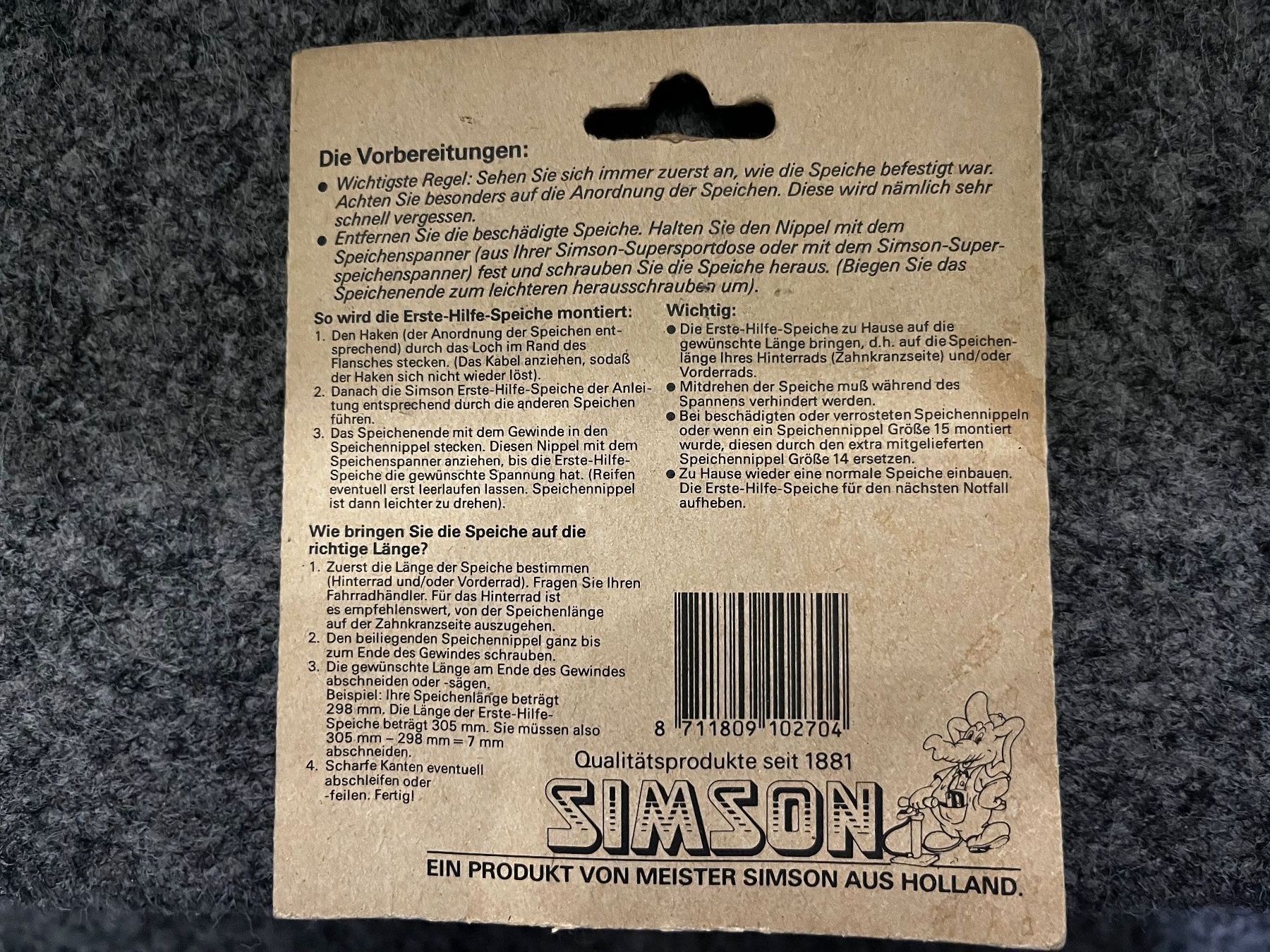 Ersatzteile: Erste Hilfe Speichen – Neu und originalverpackt aus Mühlethurnen von Kolly225 4