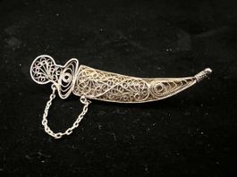 Broche Dague orientale en Filigrane d'Argent Sterling 925