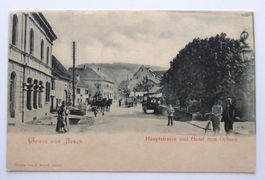 Aesch Hauptstrasse mit Hotel Ochsen und Pferdefuhrwerk