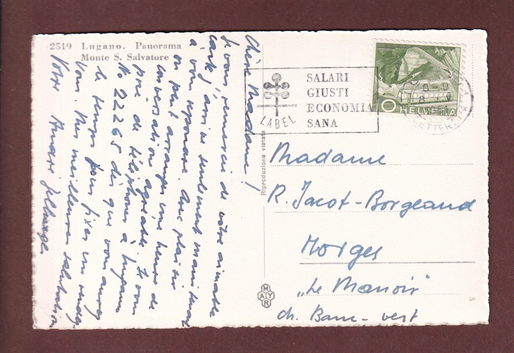 Cartoline postali: LUGANO - Panorama – Usato da Pully venduto da nicecards-shop 1