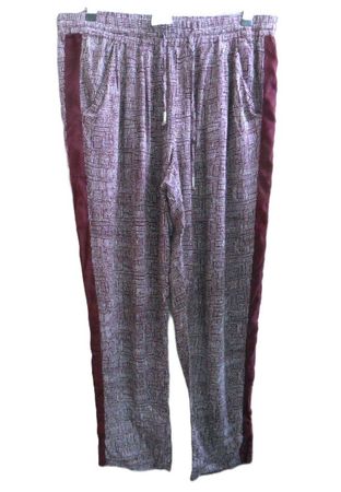 s.Masse Gr. 48 Sommerhose bequem Visko Farbe Aubergine/Weiss