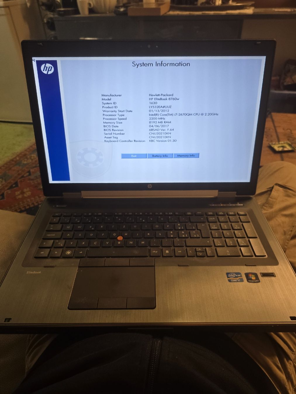 Hewlett Packard Notebook: HP EliteBook 8760w Workstation, Nvidia Quadro (D) – Usato da Rorschach venduto da TimelessTrading